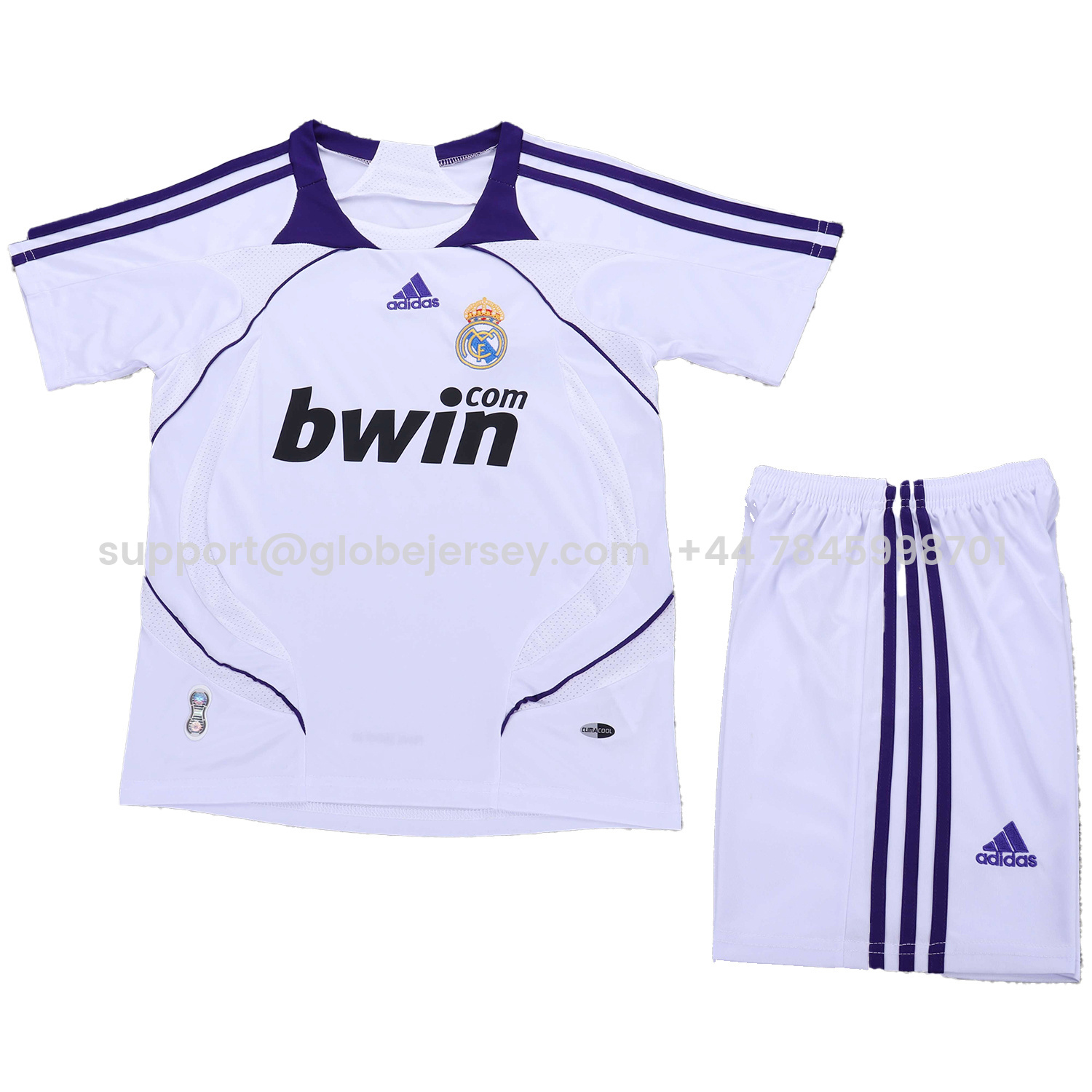 GlobeJersey-Retro Real Madrid 2007-08 Home Kids Kit