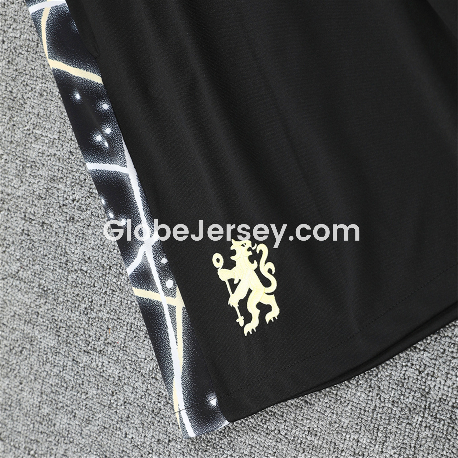 GlobeJersey-C.H.E.L.S.E.A 25-26 Vest Training Set - Yellow Fluorescent Rays Black Vest & Black Shorts