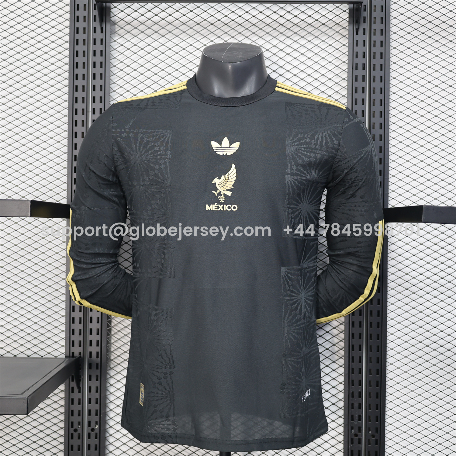 GlobeJersey-Mexico 2025 Gold Cup Black Long Sleeves Jersey - Player Version