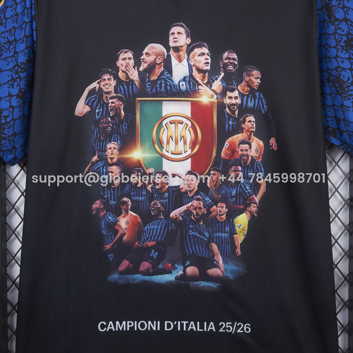 GlobeJersey-Inter Milan 2026 Serie A Champions Commemorative Black T-Shirt