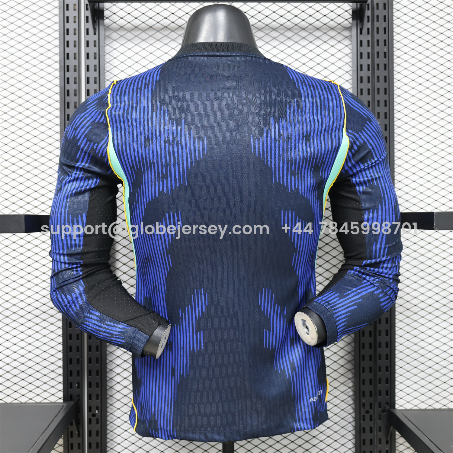 GlobeJersey-Brazil 2026 Away Blue Long Sleeves Jersey - Player Version