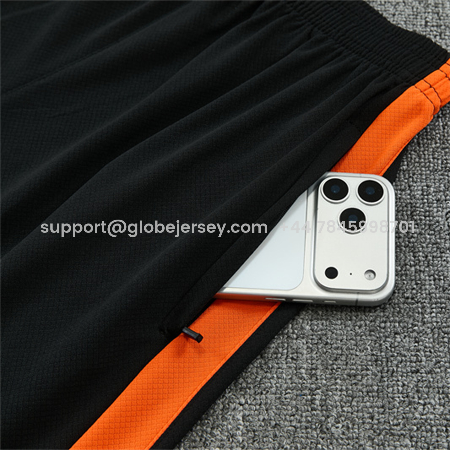 GlobeJersey-Netherlands 2026 Short-Sleeve Training Set - White With Orange Top & Black With Orange Pants