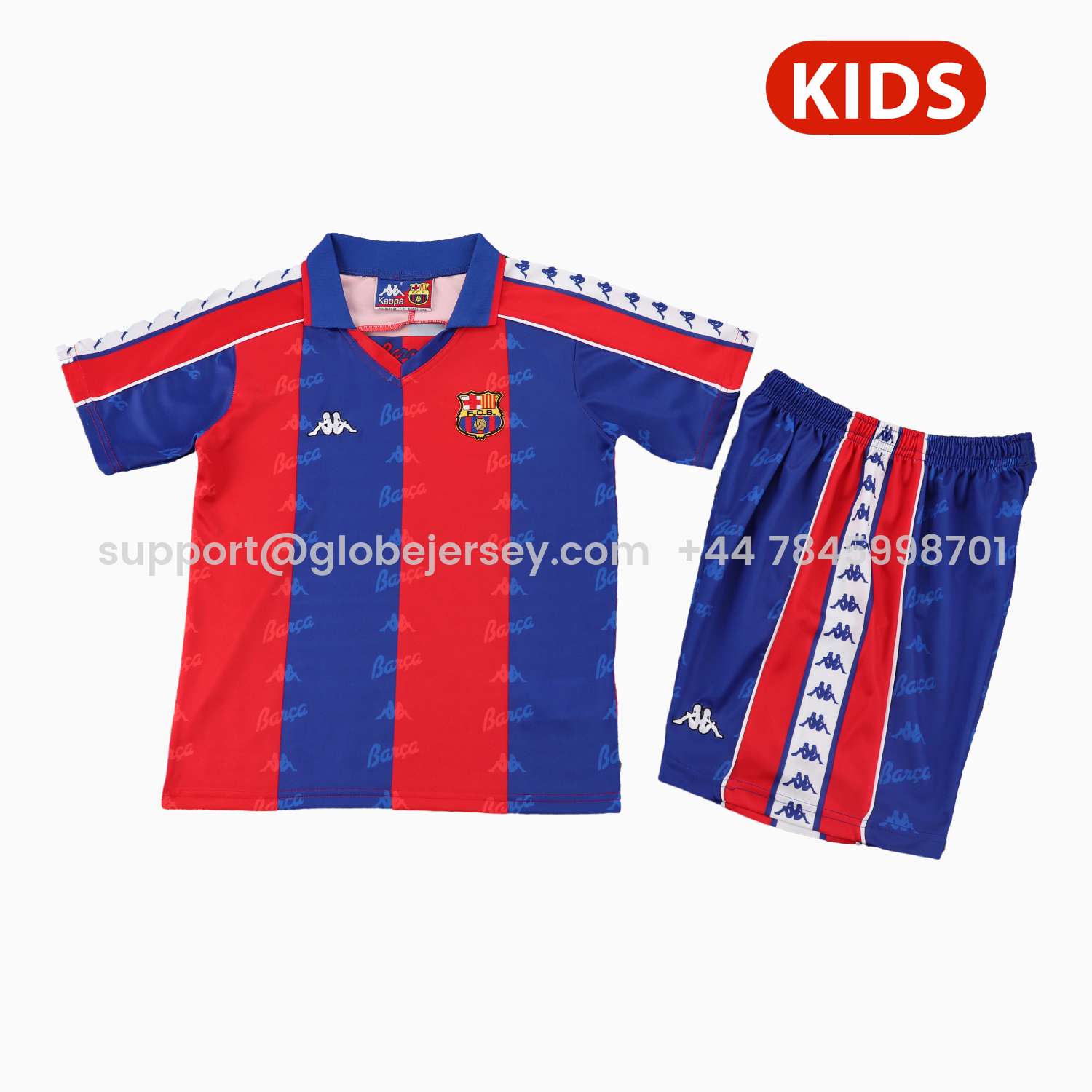 GlobeJersey-Retro Barcelona 1992-95 Home Kids Kit