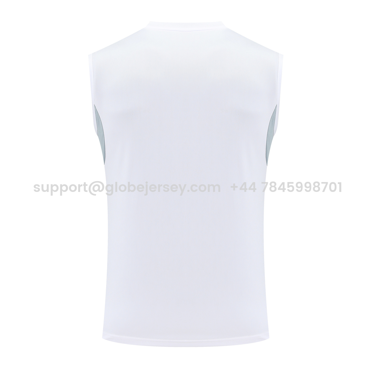 GlobeJersey-Real Madrid 25-26 Vest Training Set - Grey And White Vest & Black Shorts