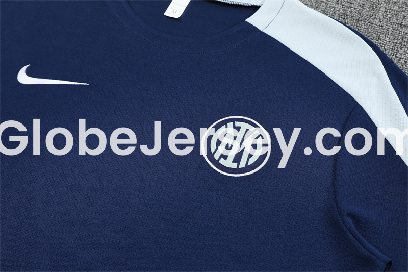 GlobeJersey-Inter Milan 25-26 Short-Sleeve Kids Training Set - Deep Blue Top & Deep Blue shorts
