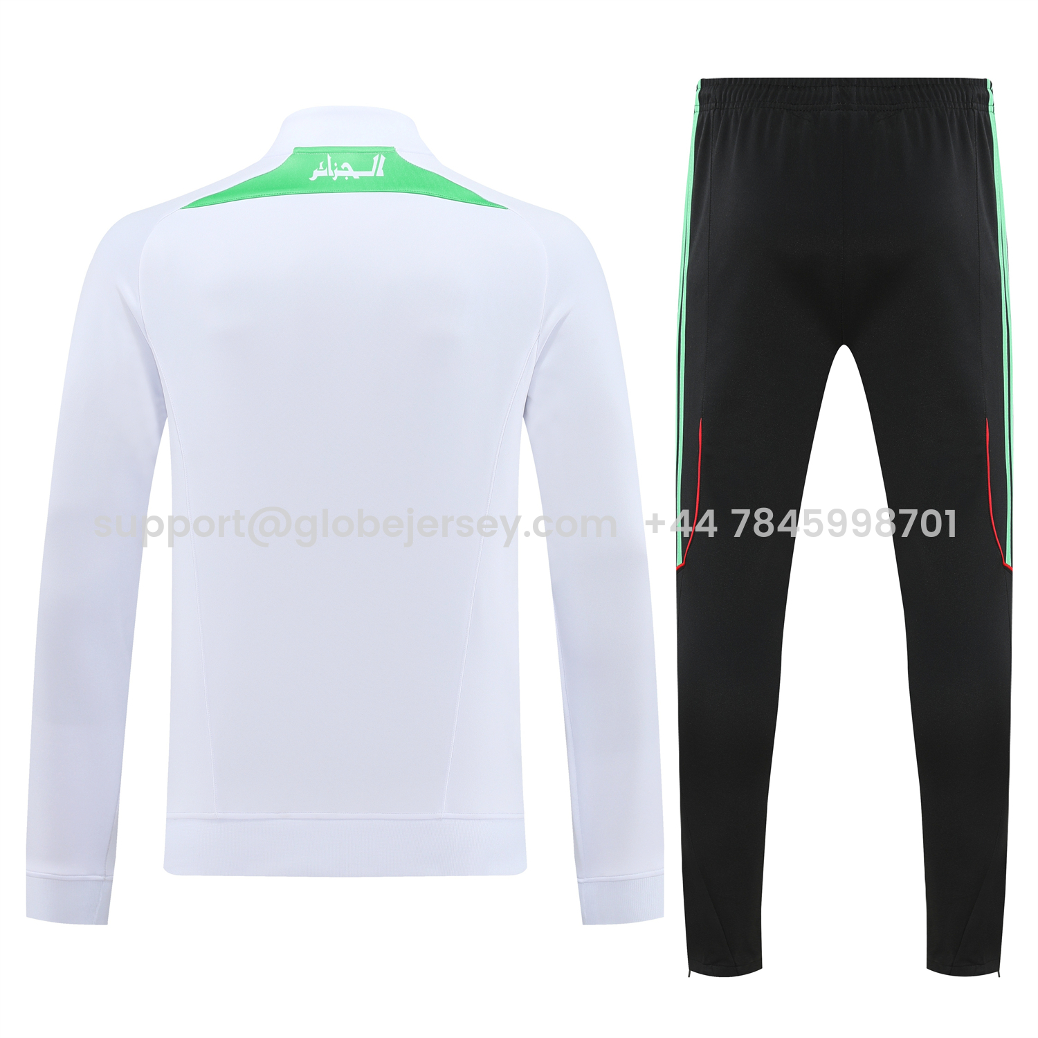 GlobeJersey-Algeria 2026 Long Sleeve Training Set - White Top and Black Pants