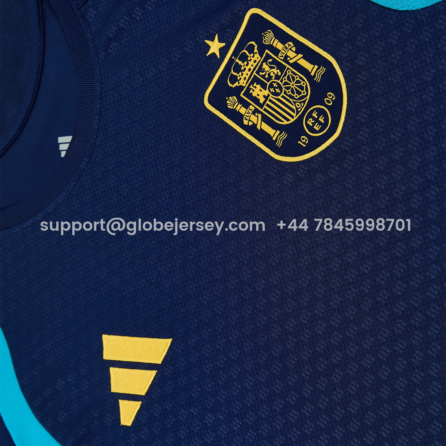 GlobeJersey-Spain 2026 Short-Sleeve Training Set - Dark Blue Top & Dark Blue Pants