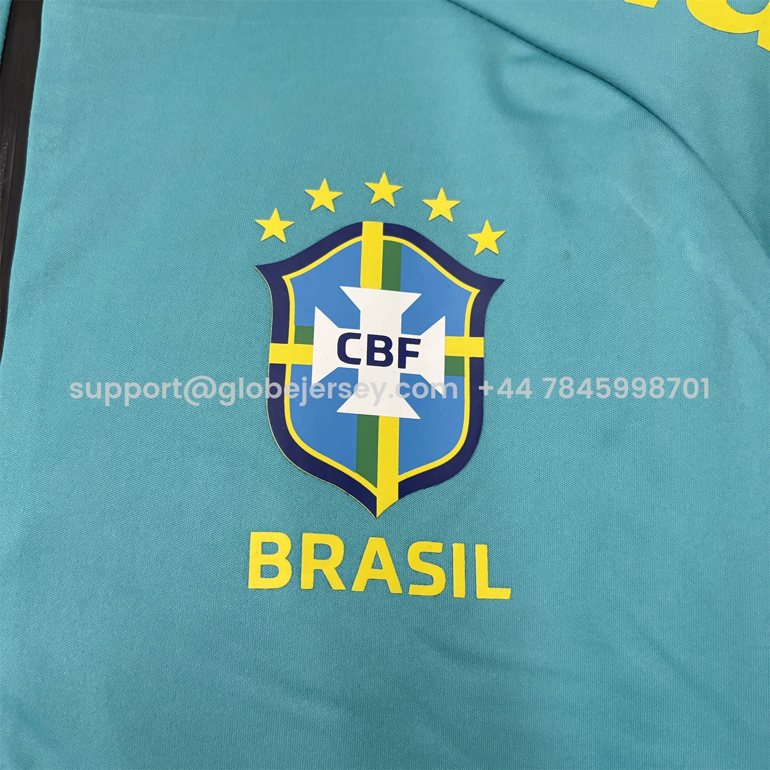 GlobeJersey-Retro Brazil 2022 Pre-Match Cyan Windbreaker
