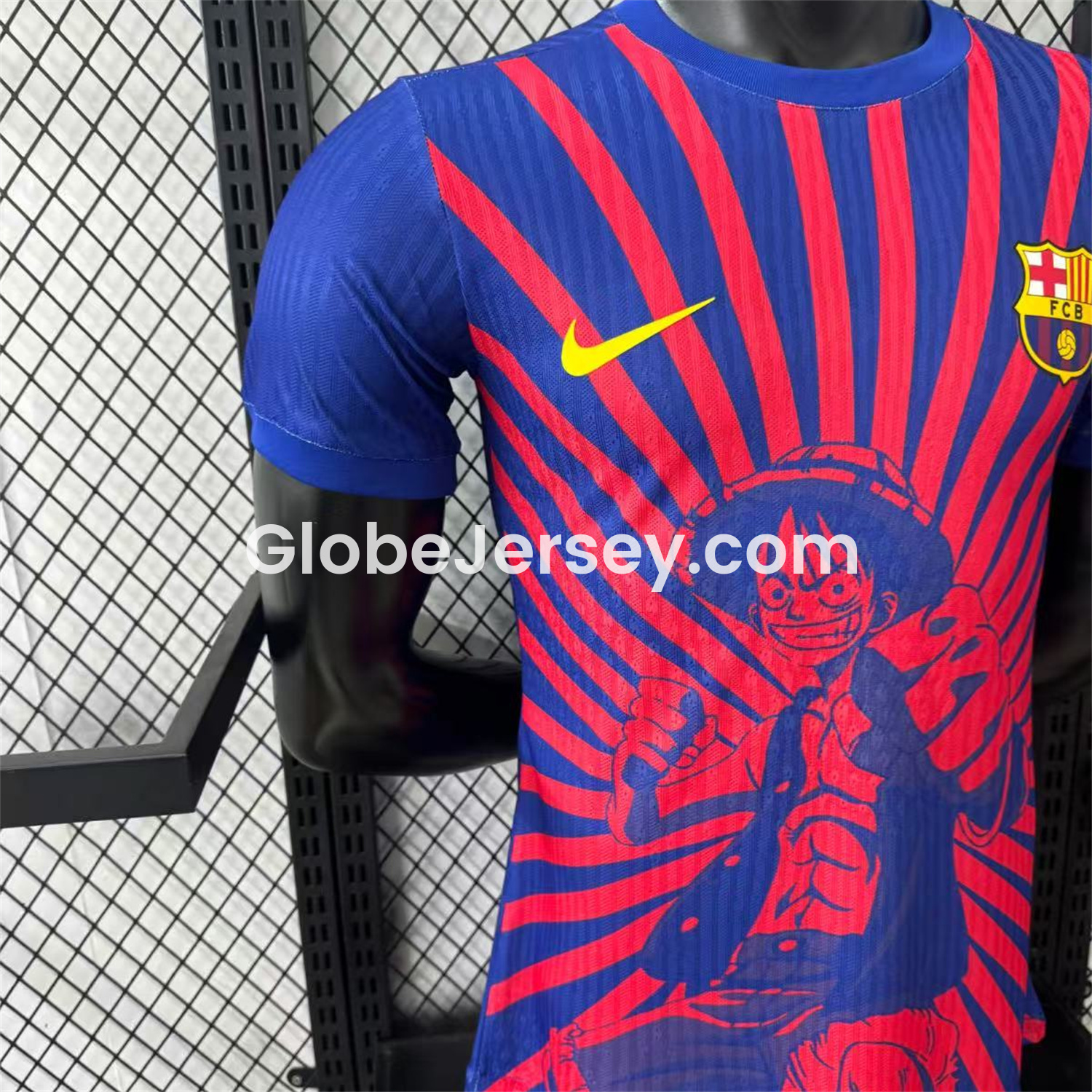 GlobeJersey-Barcelona 25-26 One Piece Red Silhouette Special Blue Jersey - Player Version