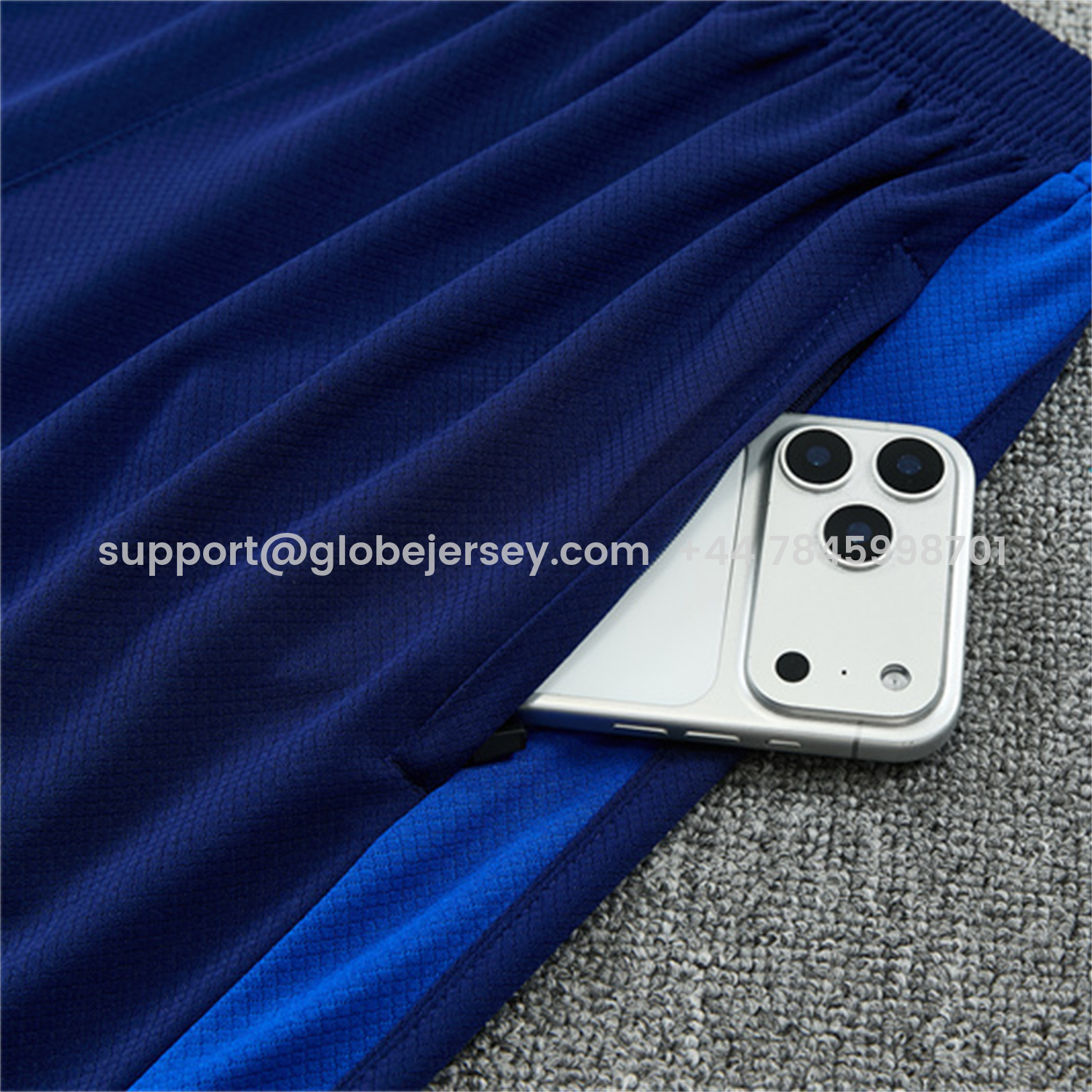 GlobeJersey-Inter Milan 26-27 Short-Sleeve Kids Training Set - Ocean Blue Top & Deep Blue Shorts