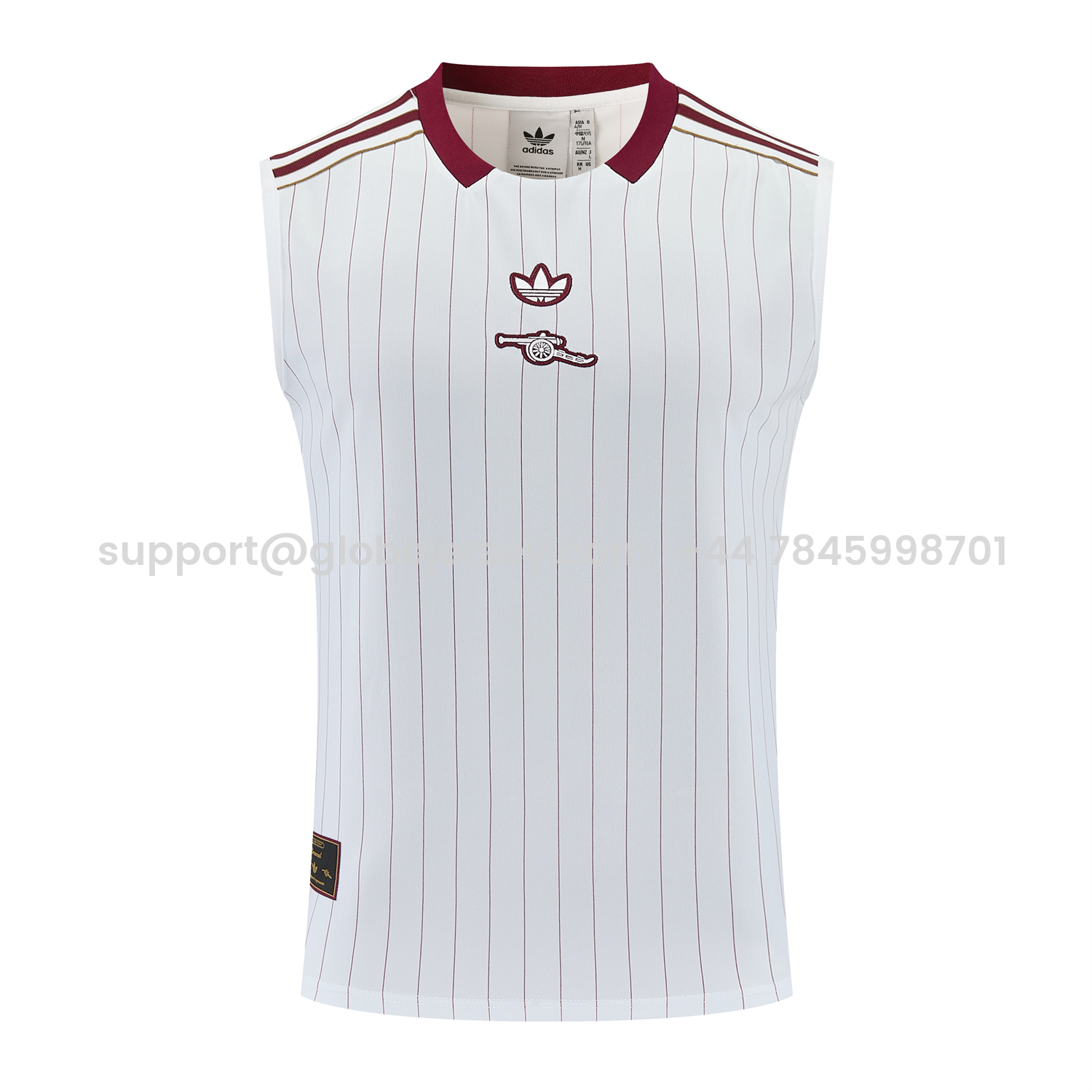 GlobeJersey-Arsenal 25-26 Retro Style Vest Training Set - White With Burgundy Stripes And Collar Top & Pants