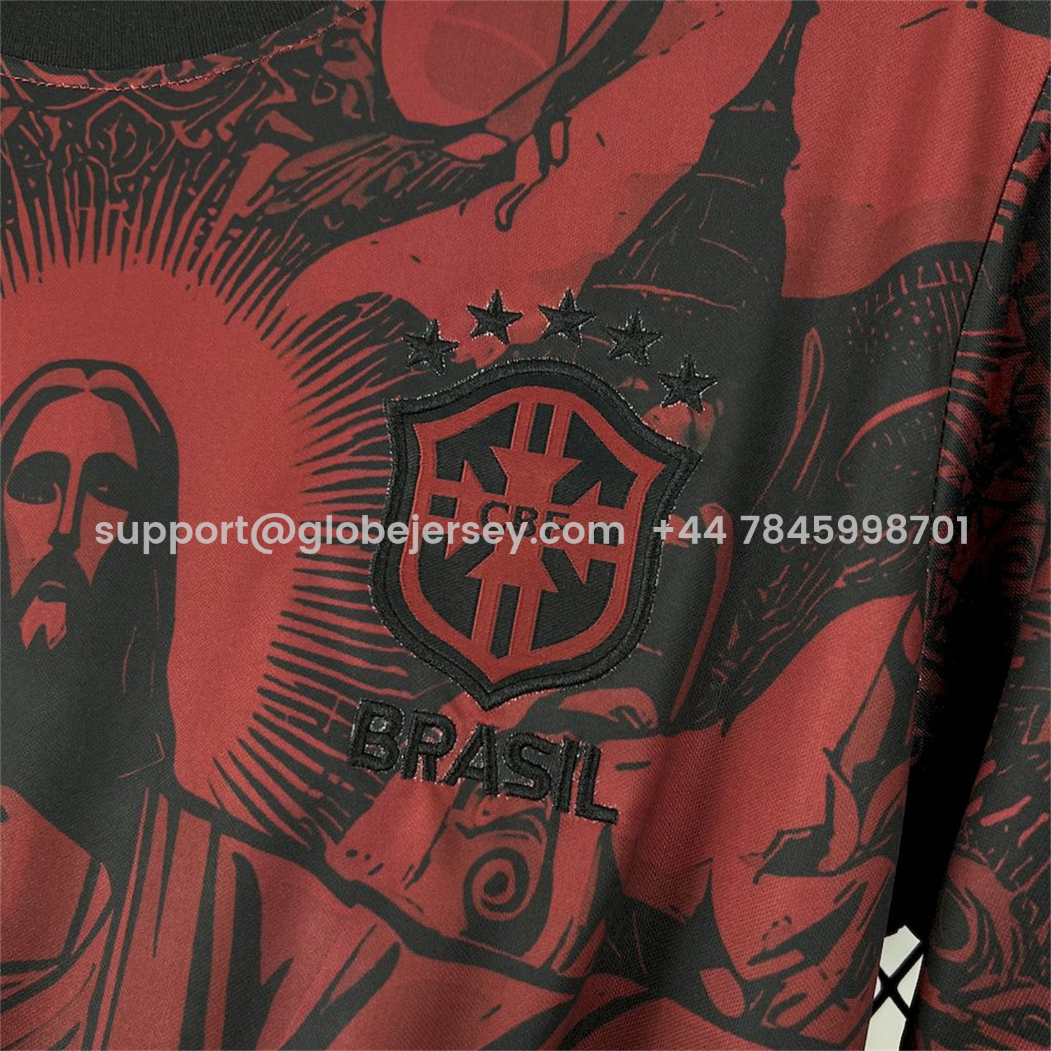 GlobeJersey-Brazil 25-26 Jordan Black Jesus Statue Red Special Jersey - Fans Version