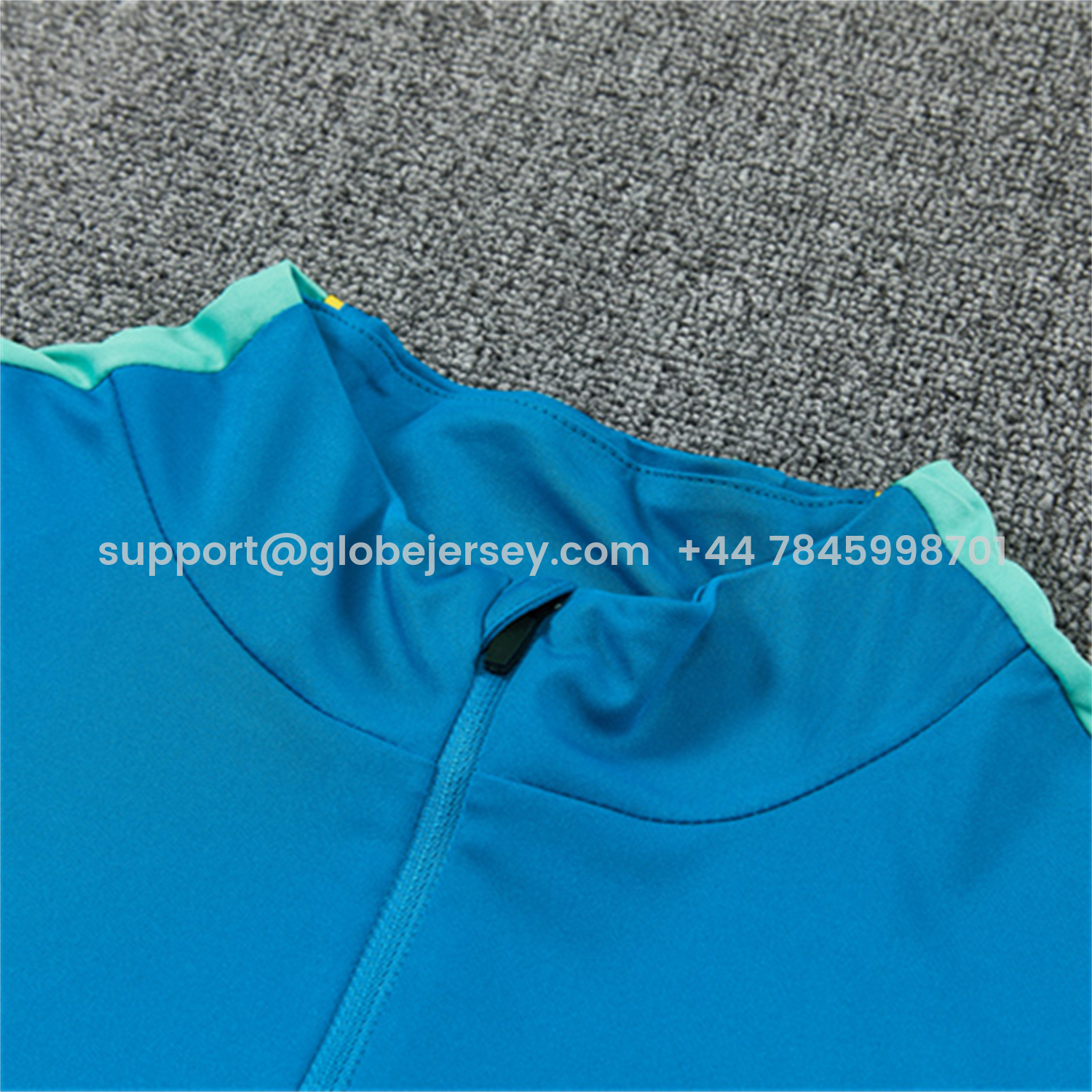 GlobeJersey-Brazil 2026 Kids Long Sleeve Training Set - Sky Blue Top & Dark Green Pants