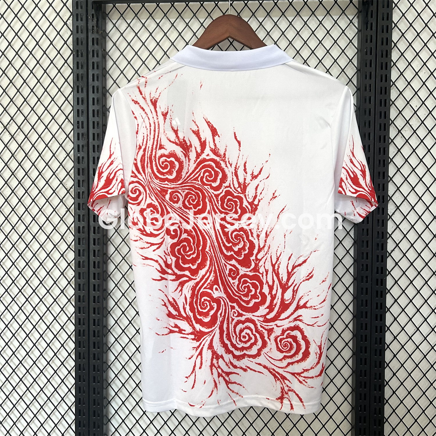 GlobeJersey-Japan 25-26 Y3 Red Auspicious Cloud Pattern White Jersey - Fans Version