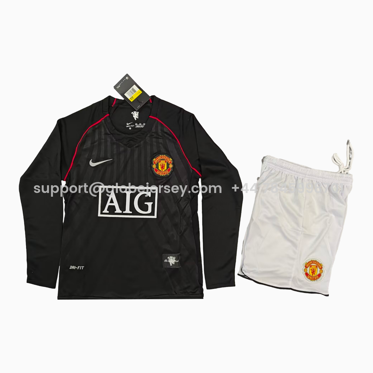 GlobeJersey-Retro Manchester United 2007-08 Away Black Kids Kit
