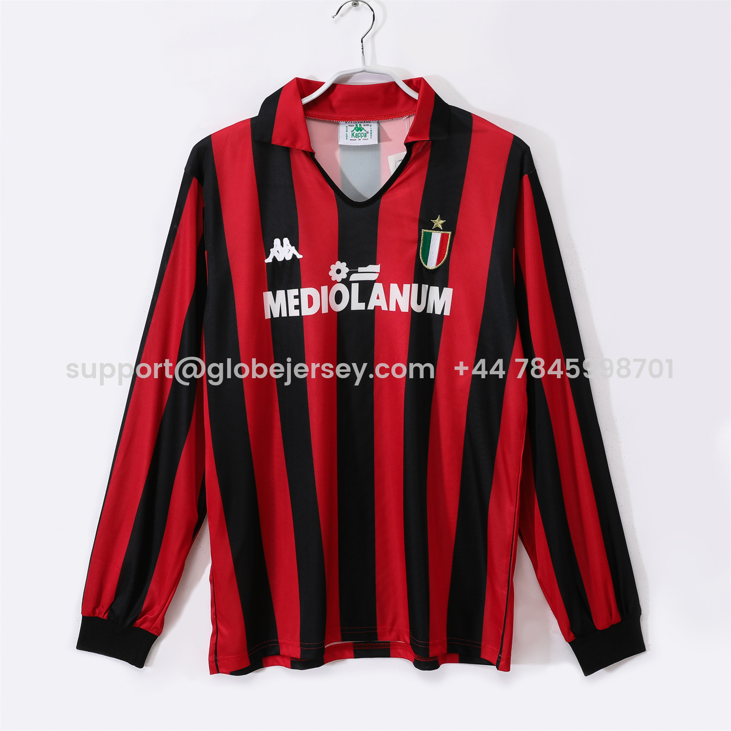 GlobeJersey-Retro AC Milan 1988-89 Home Long Sleeves Jersey