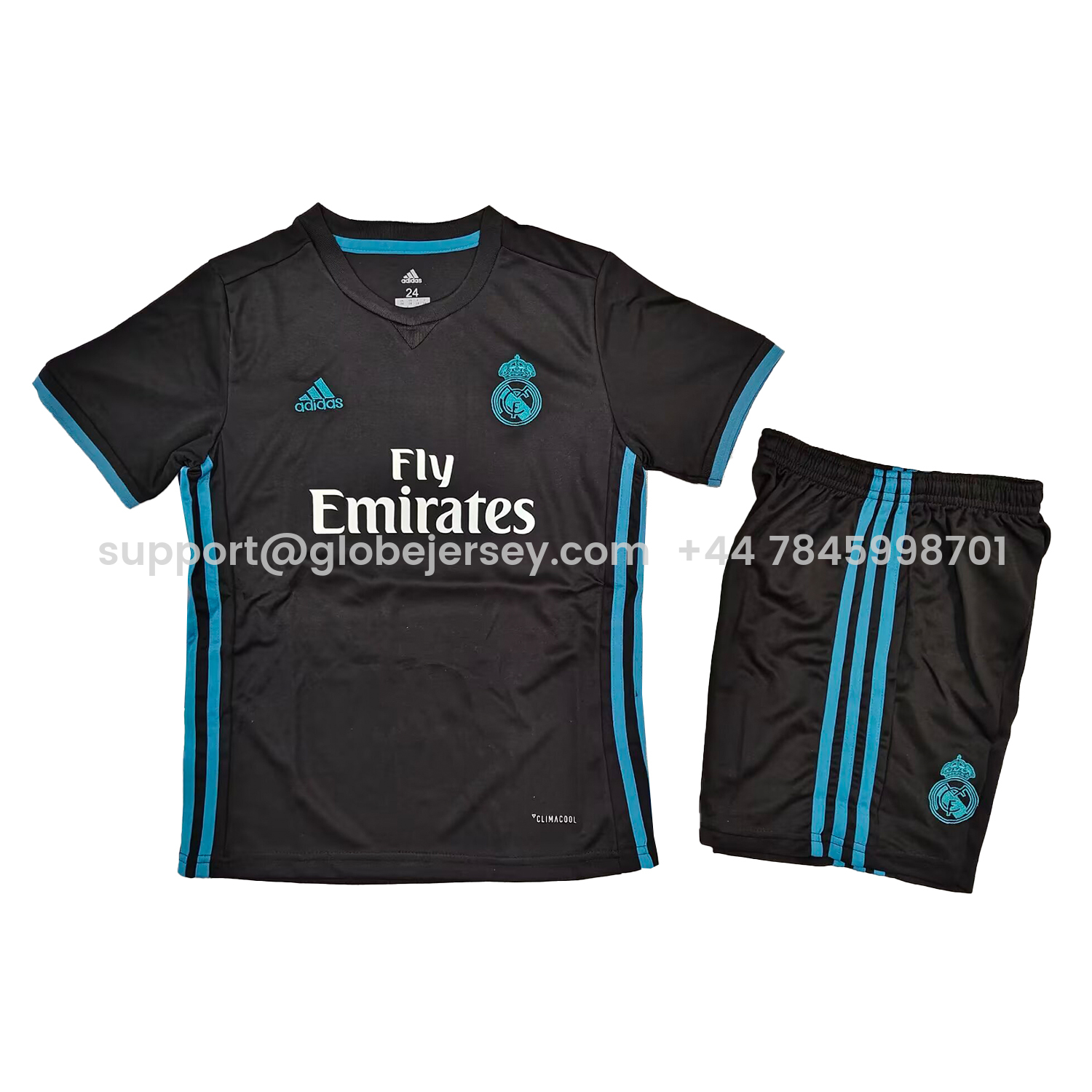 GlobeJersey-Retro Real Madrid 2017-18 Away Black Kids Kit