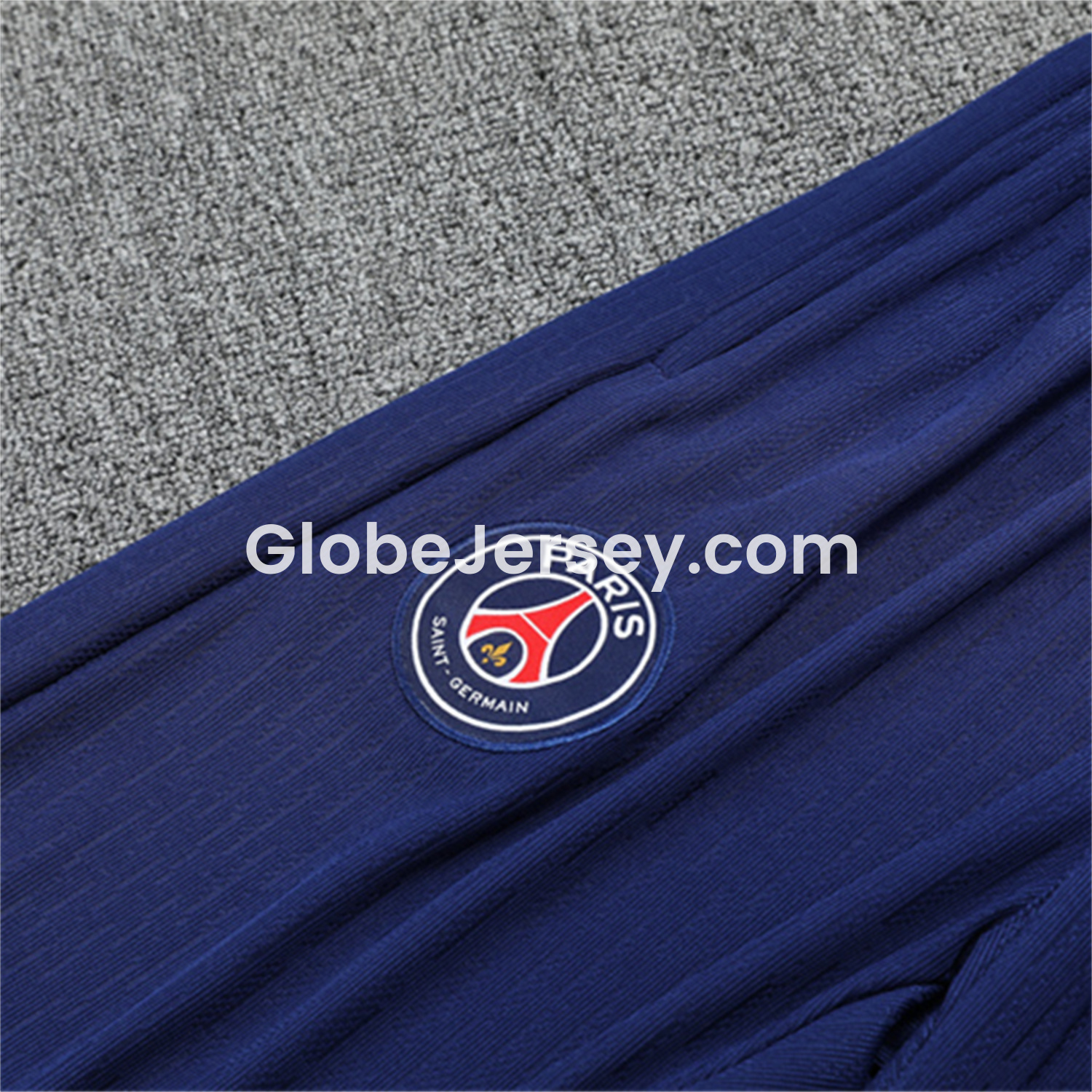 GlobeJersey-Paris Saint-Germain PSG 25-26 Kid Long Sleeves Training Set - Royal Blue Gray Sleeves Top & Royal Blue Pants