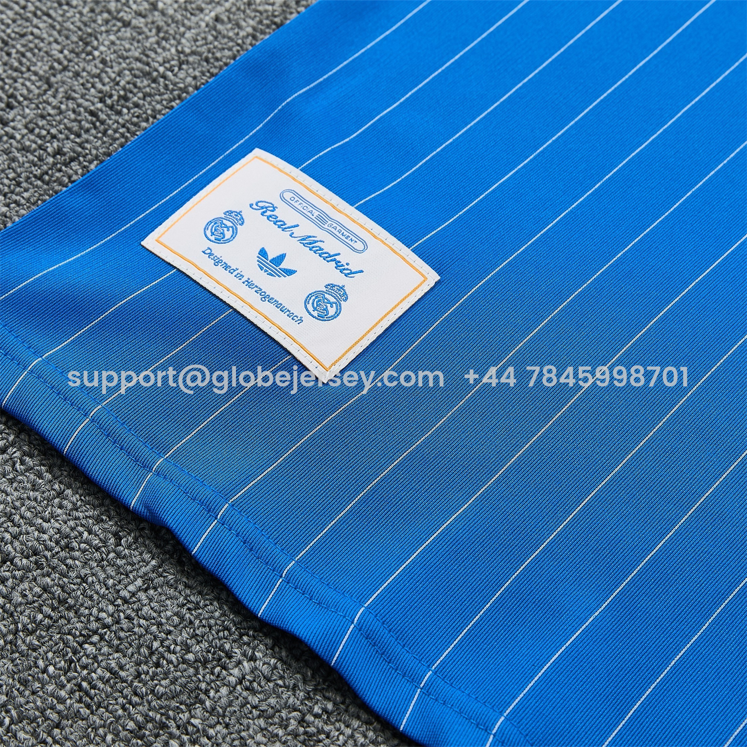 GlobeJersey-Real Madrid 25-26 Retro Style Vest Training Set - Blue With White Stripes Top & Pants