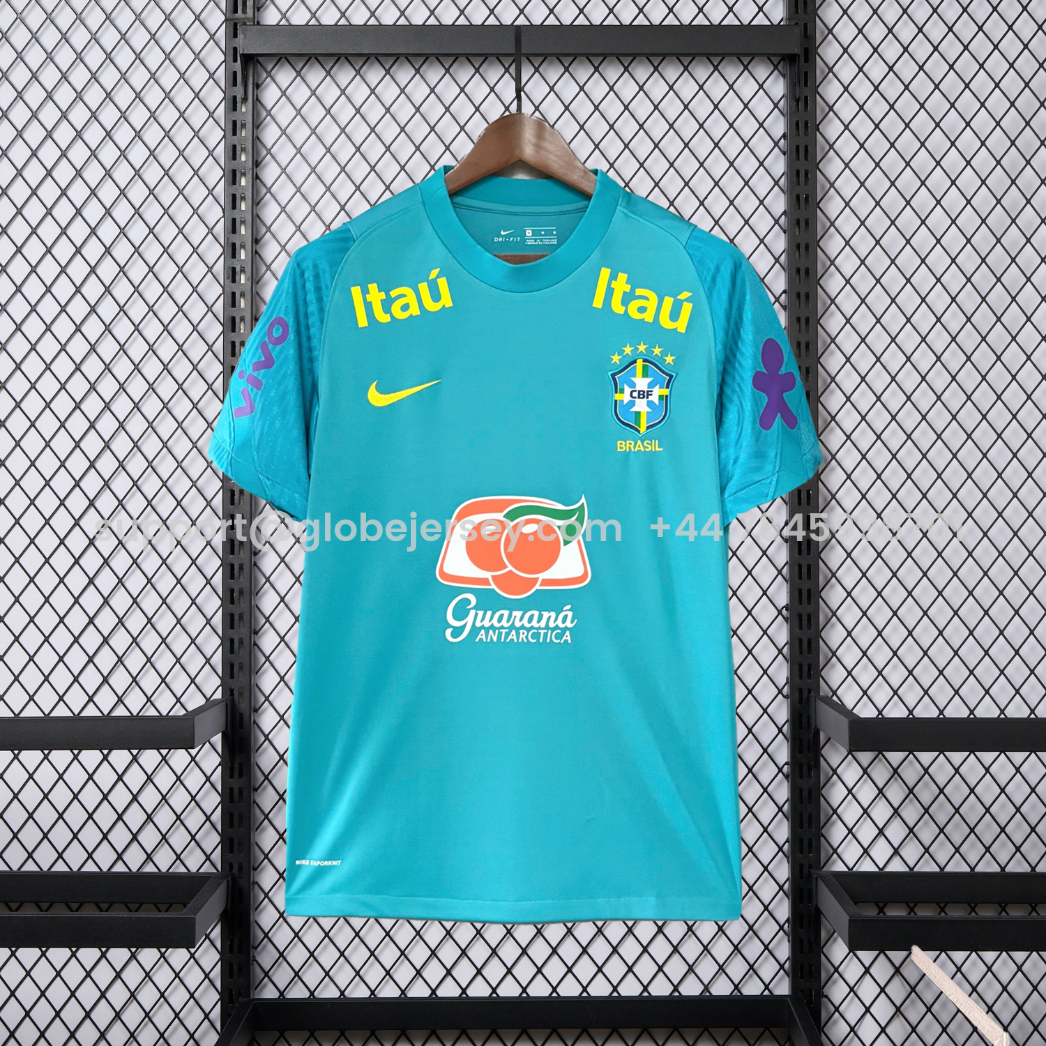GlobeJersey-Retro Brazil 2022 Pre-Match Cyan Special Jersey