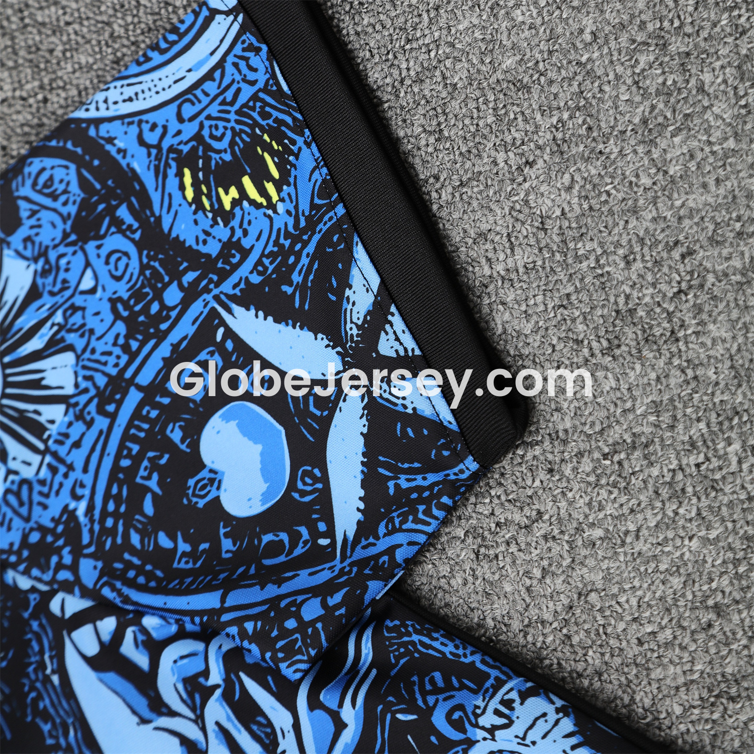 GlobeJersey-Brazil 25-26 Blue Jesus Statue Short-Sleeve Training Set - Blue Top & Black Shorts