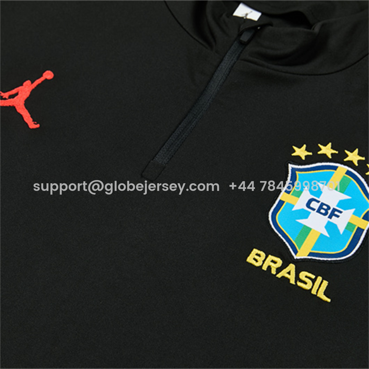 GlobeJersey-Brazil X JD 2026 Long Sleeves Training Set - Black Top And Black Yellow Pants