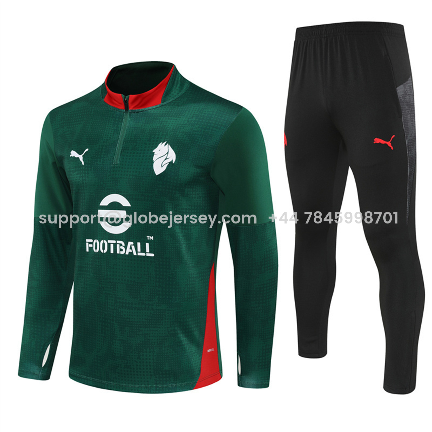 GlobeJersey-AC Milan 25-26 Long Sleeve Training Set - Army Green Top & Black Pants