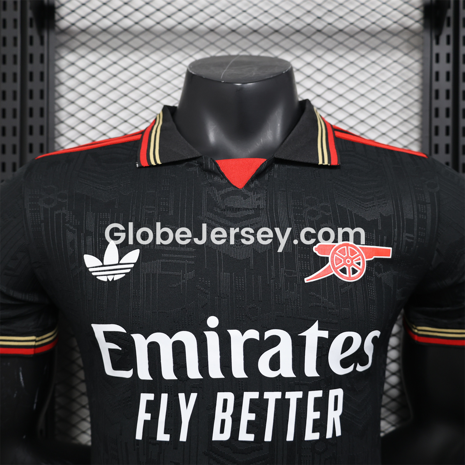 GlobeJersey-Arsenal 25-26 Black POLO Throwback Trefoil Jersey - Player Version