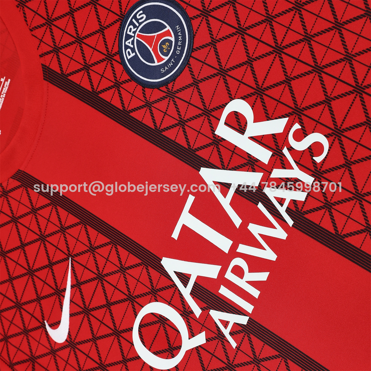 GlobeJersey-Paris Saint-Germain PSG 25-26 Short-Sleeve Training Set - Red Top & Deep Blue Shorts