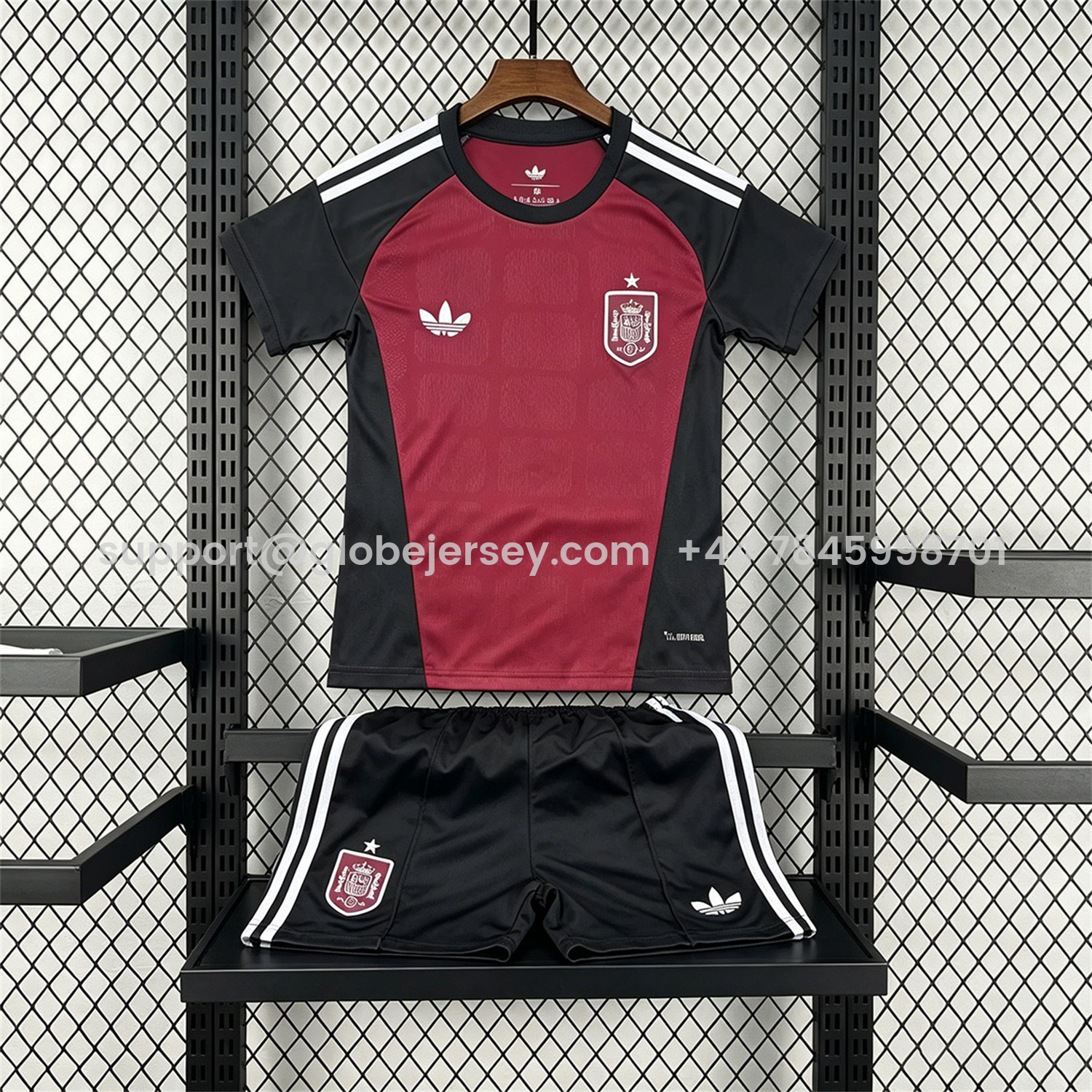GlobeJersey-Spain 2026 Wine Red Goalkeeper Kids Kit