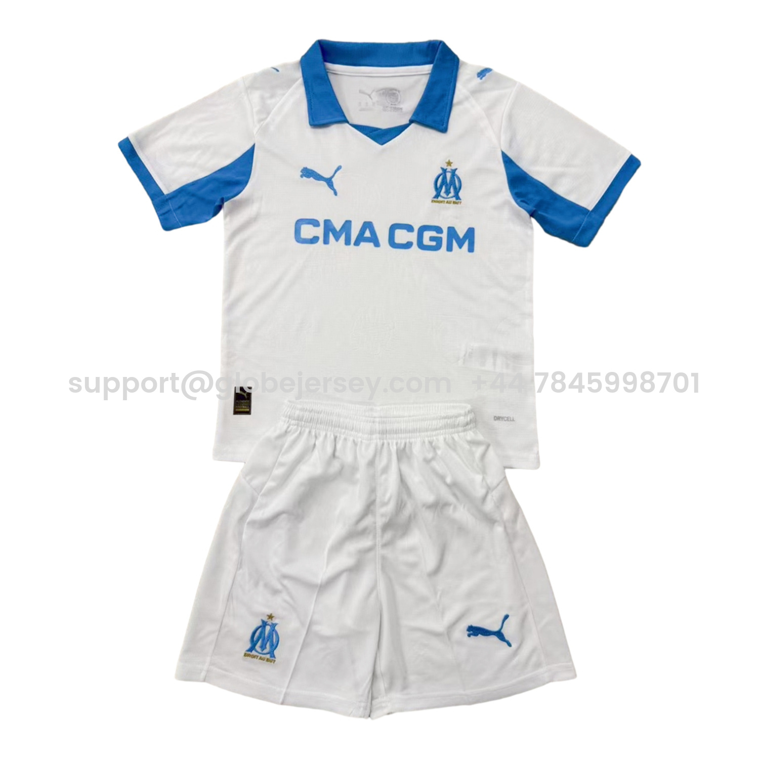GlobeJersey-Marseille 25-26 Home Men's Adult Jersey Set - Fans Version