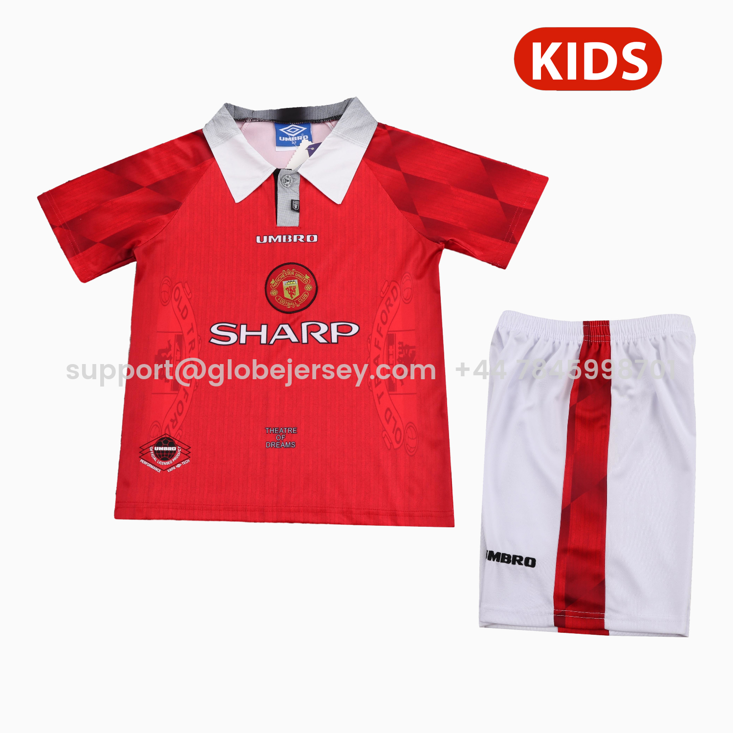 GlobeJersey-Retro Manchester United 1996-97 Home Kids Kit