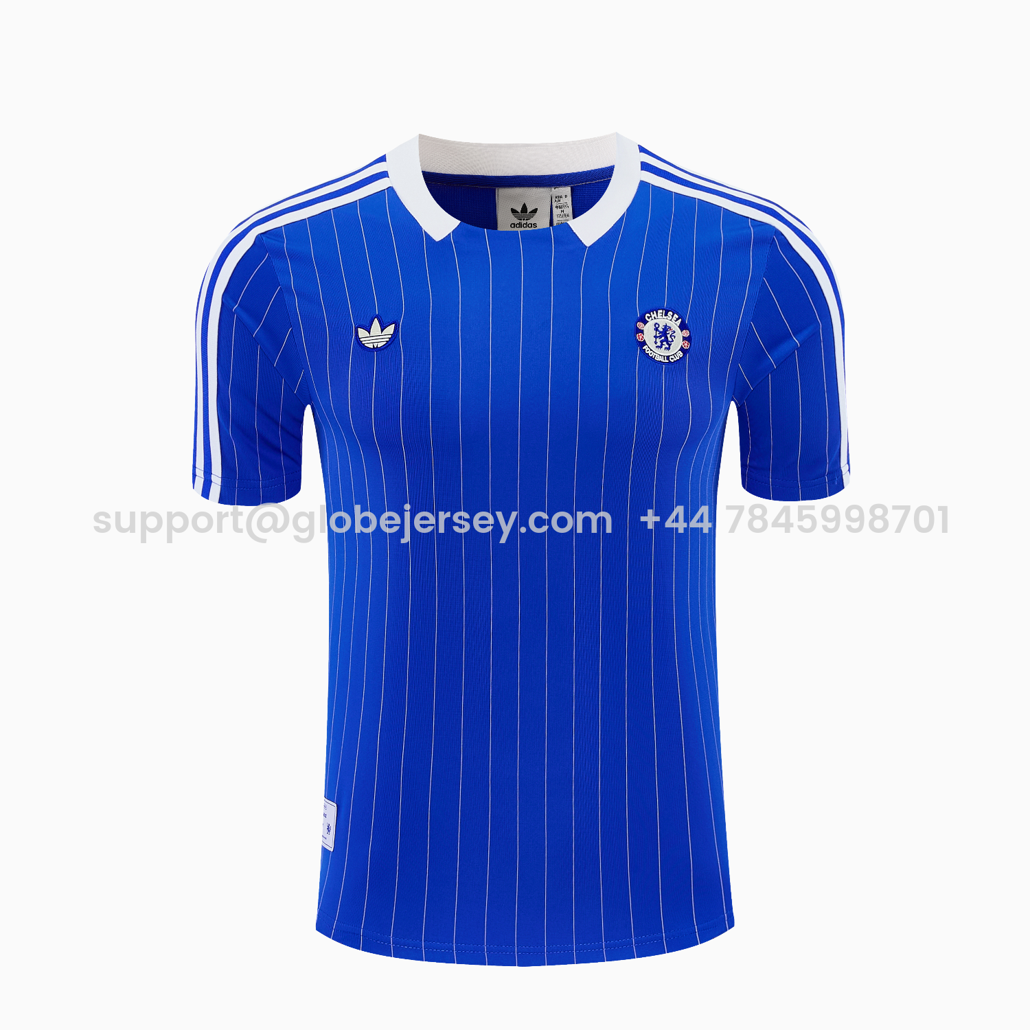 GlobeJersey-C.H.E.L.S.E.A 25-26 Retro Style Short-Sleeve Training Set - Blue Top & White Pants