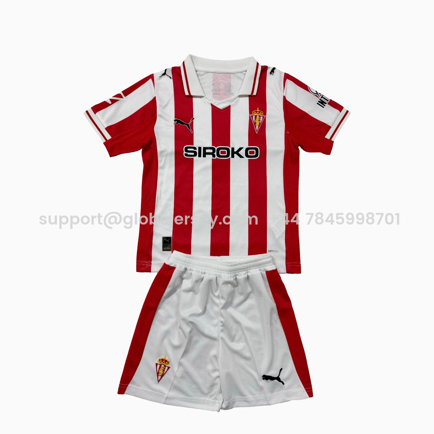 GlobeJersey-Sporting Gijon 25-26 Home Men's Adult Jersey Set - Fans Version