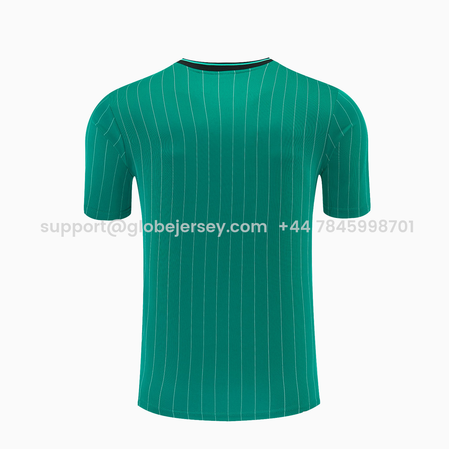 GlobeJersey-Liver.pool 25-26 Retro Style Short-Sleeve Training Set - Green With White Stripes Top & Pants