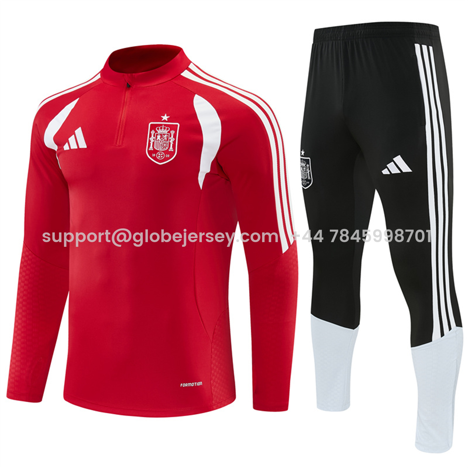 GlobeJersey-Spain 2026 Long Sleeve Training Set - Red Top & Black Pants