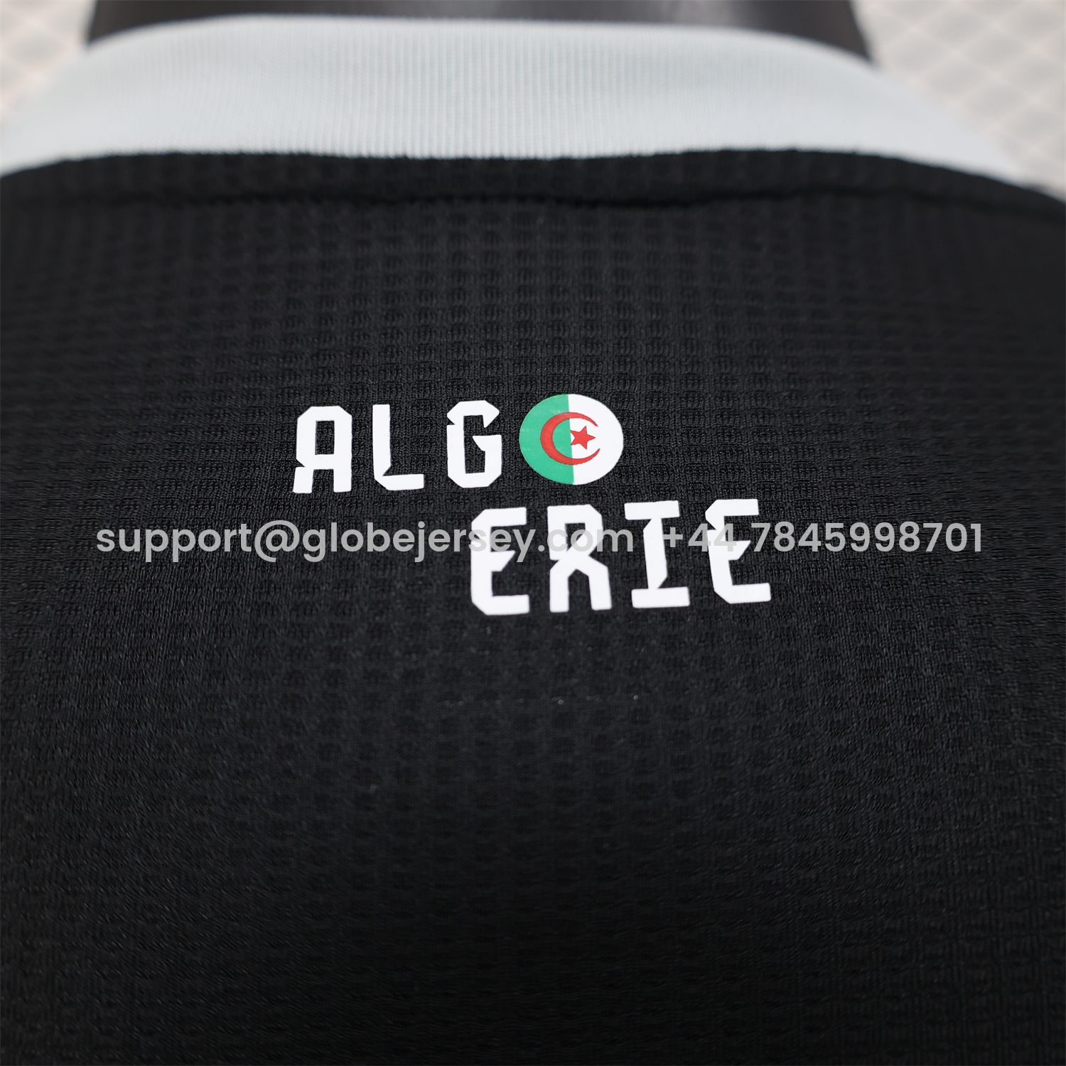 GlobeJersey-Algeria 25-26 Pure Black with White Chest Text Jersey - Player Version