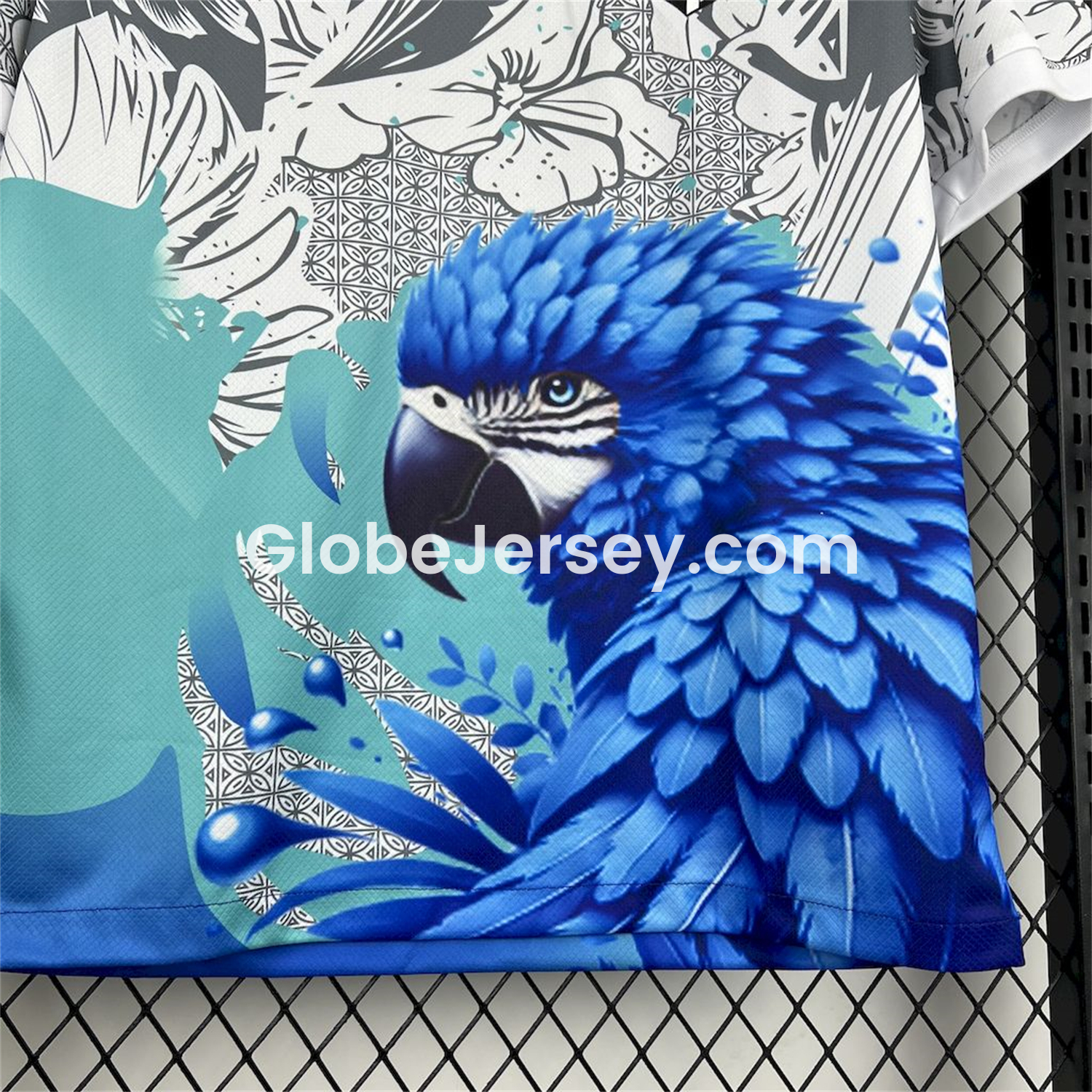 GlobeJersey-Brazil 2025 Blue Macaw Special Edition White Jersey - Fans Version