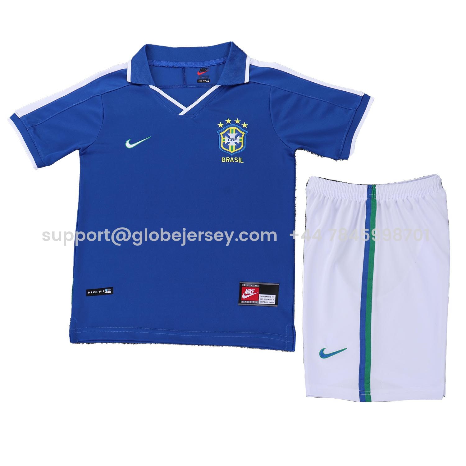 GlobeJersey-Retro Brazil 1997 Away Kids Kit