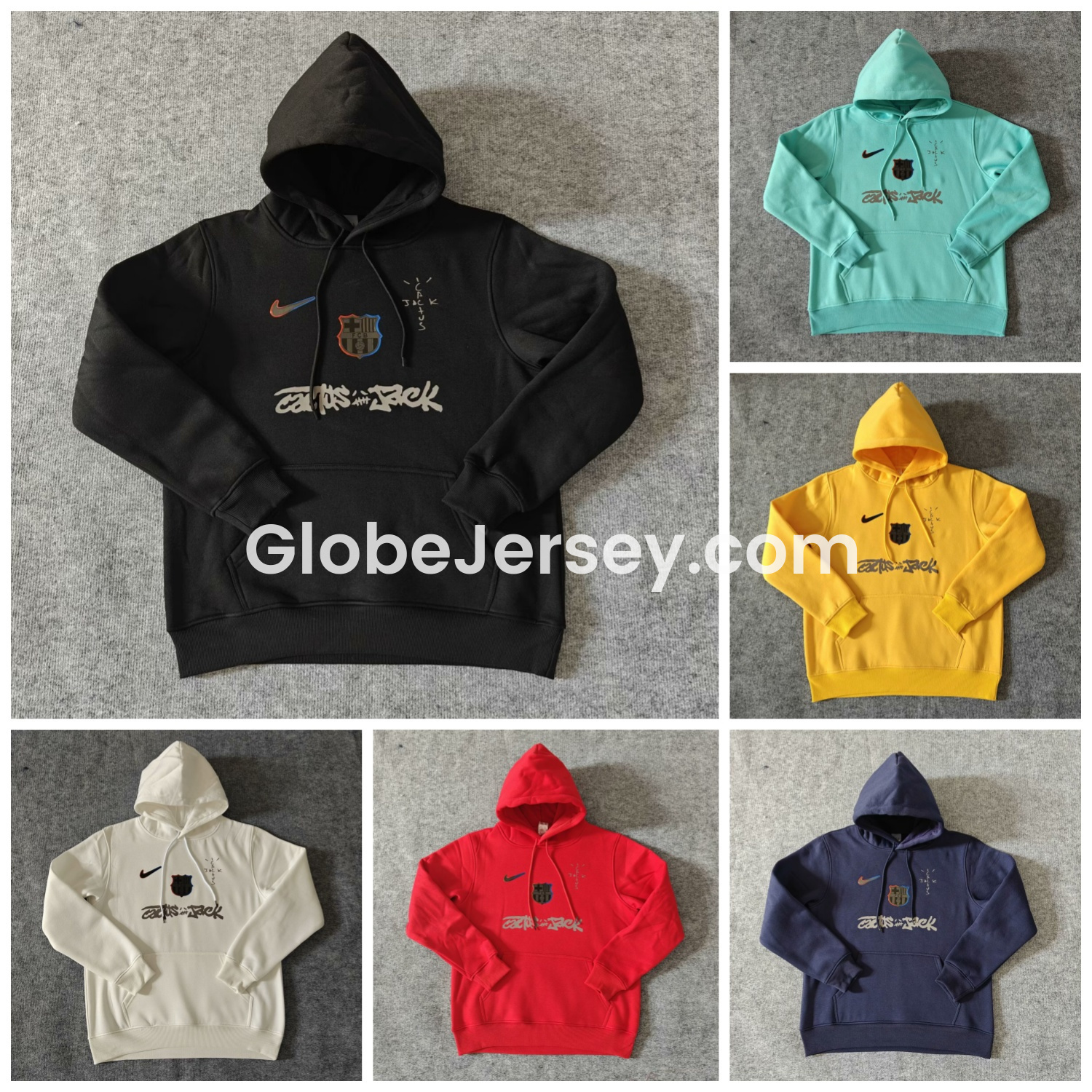GlobeJersey-Barcelona x Travis Scott Team Logo Centered Unisex Pullover Hoodie