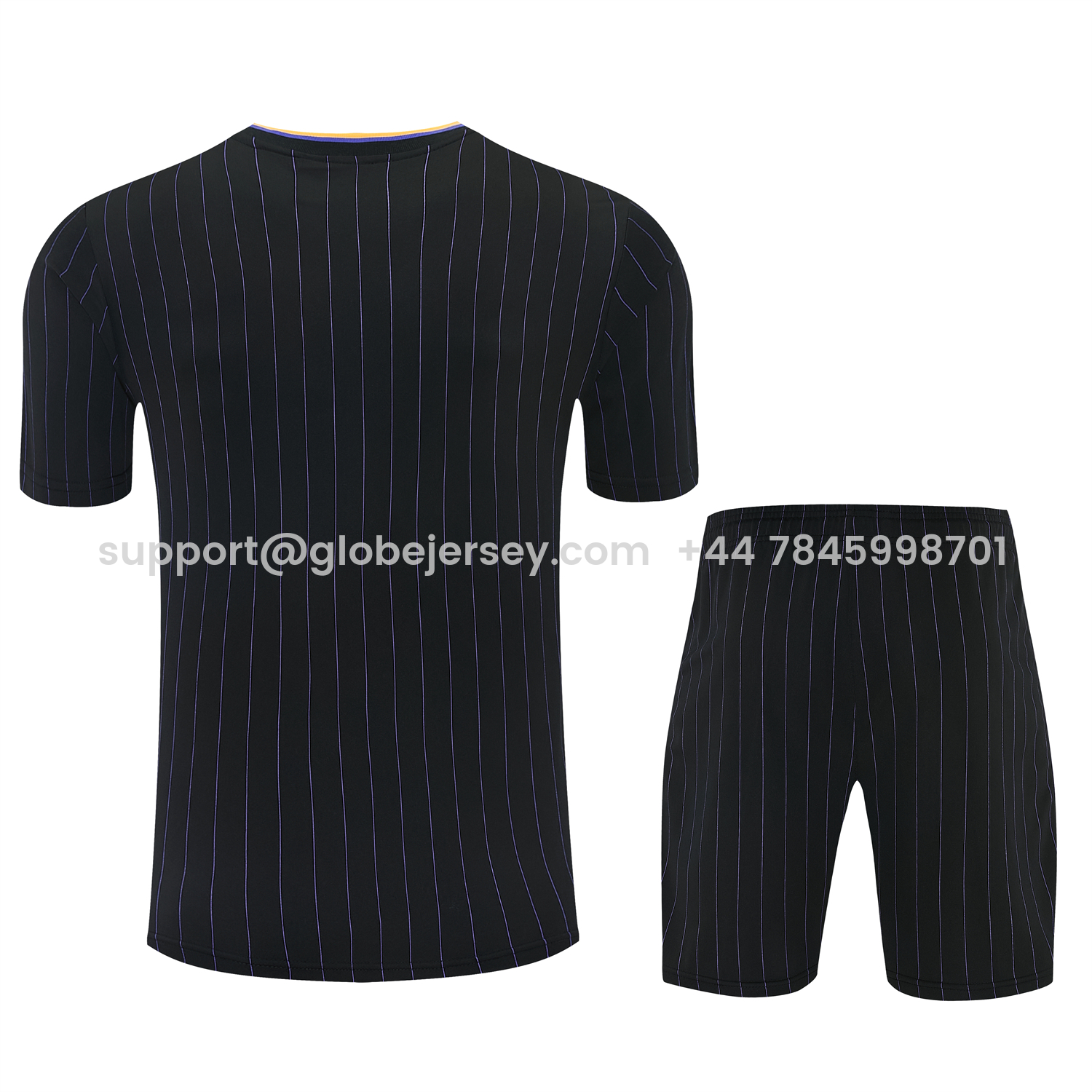 GlobeJersey-Manchester United 25-26 Retro Style Short-Sleeve Training Set - Black With Yellow Accents Top & Pants