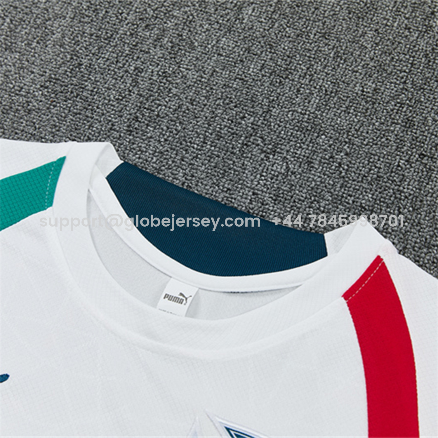 GlobeJersey-Portugal 2026 Short-Sleeve Training Set - White With Red And Green Accents Top & Dark Blue With A Red Stripe Pants