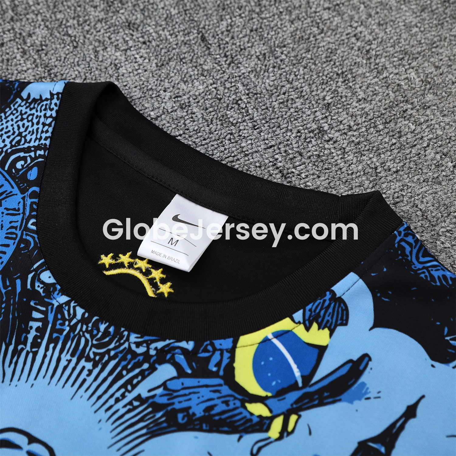 GlobeJersey-Brazil 25-26 Blue Jesus Statue Vest Training Set - Blue Vest & Black Shorts