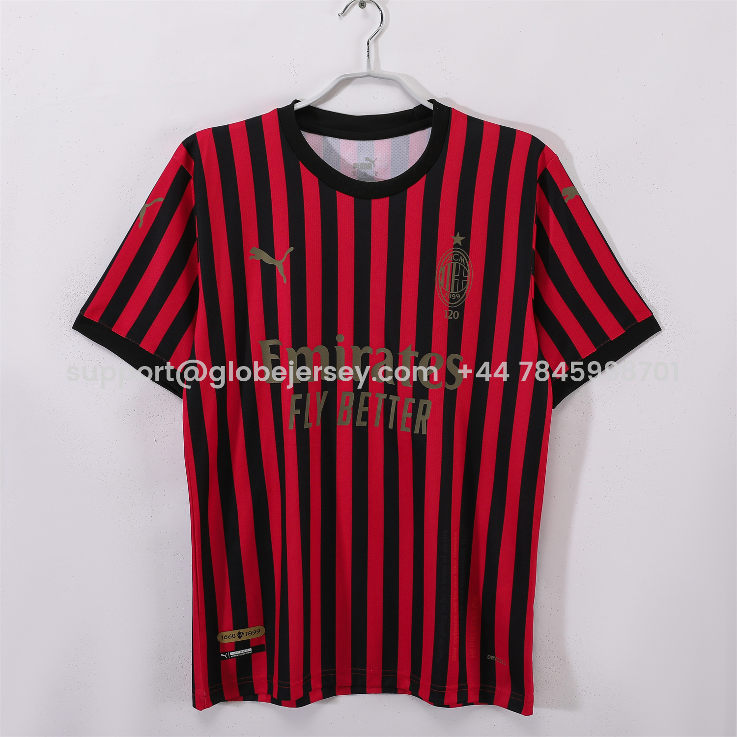 GlobeJersey-Retro AC Milan 2019 120th Anniversary Home Jersey