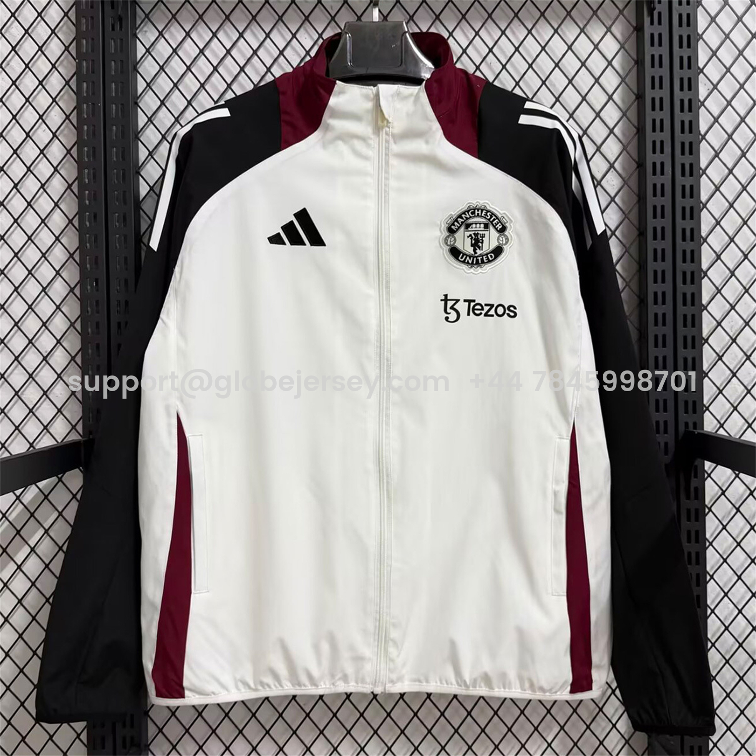 GlobeJersey-Manchester United 25-26 Training Windbreaker Jacket - White With Black