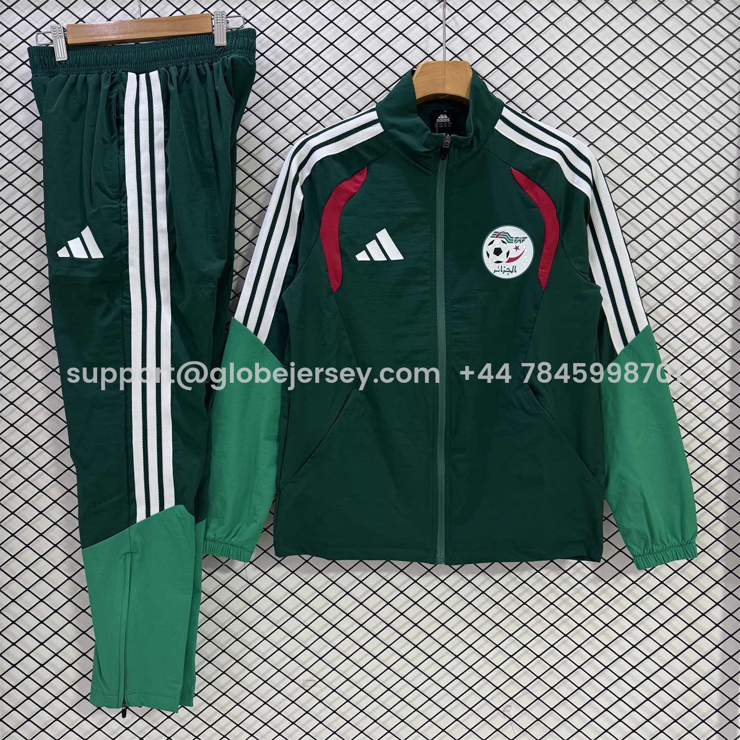 GlobeJersey-Algeria 2026 Windbreaker Training Set - Deep Green Top and Pants
