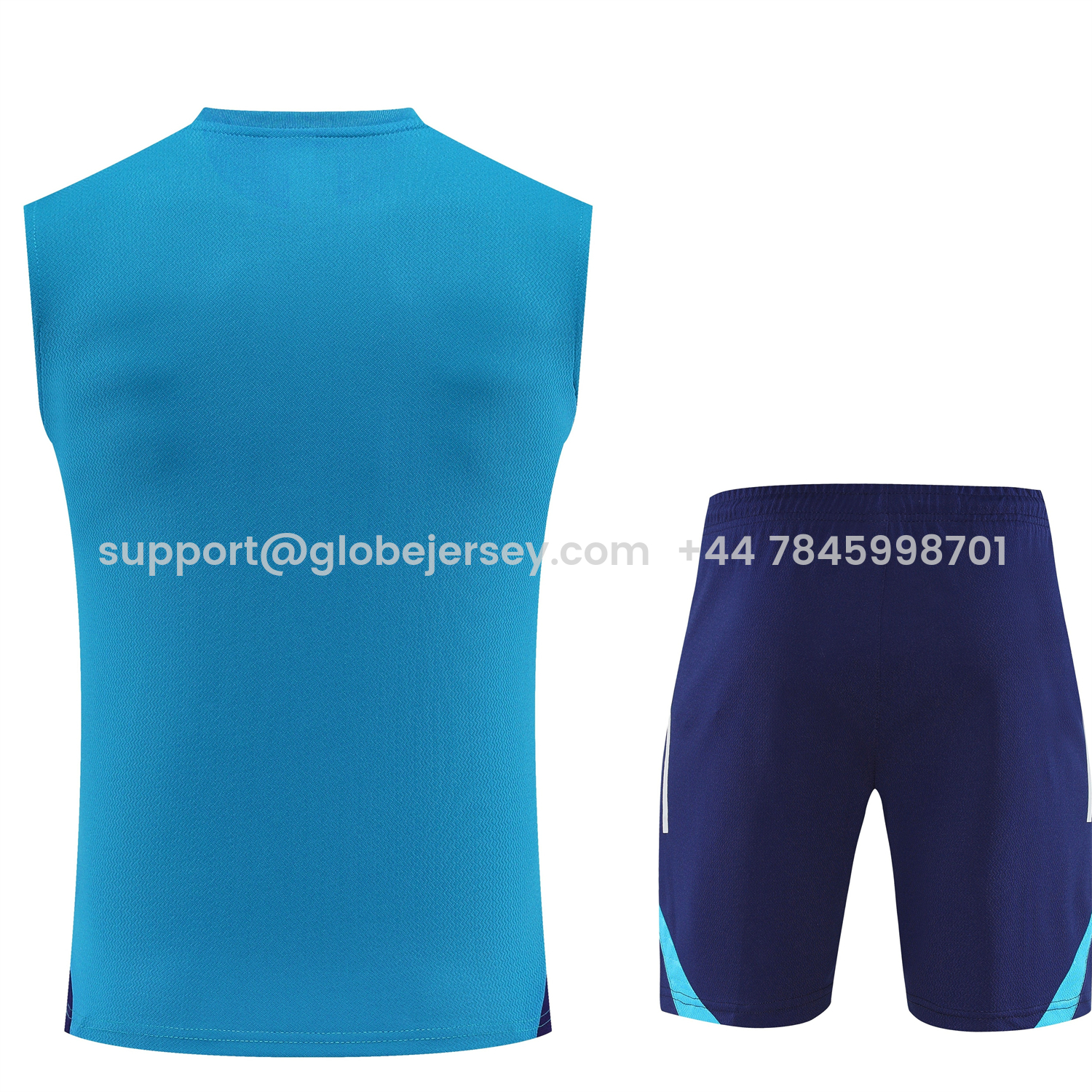 GlobeJersey-Arsenal 25-26 Vest Training Set - Light Blue Top & Royal Blue Shorts