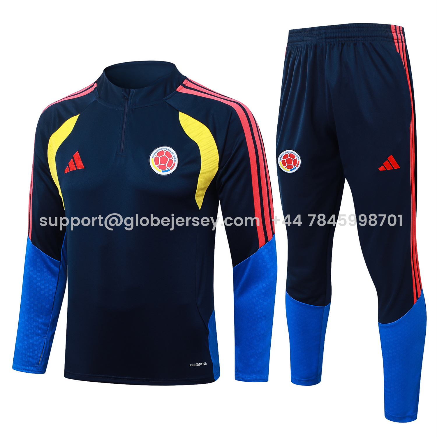 GlobeJersey-Colombia 2026 Long Sleeve Training Set - Black Top & Black Pants