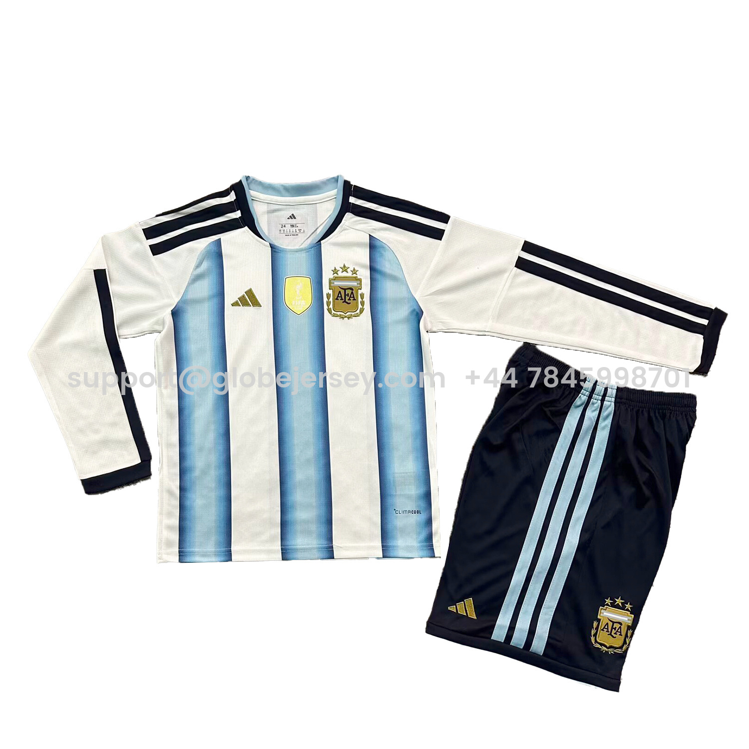 GlobeJersey-Argentina 2026 Home Long Sleeves Kids Kit