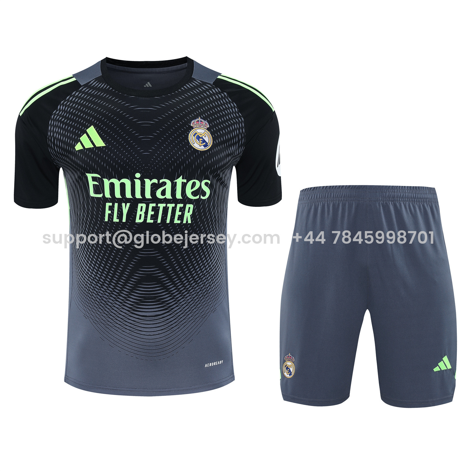 GlobeJersey-Real Madrid 25-26 Short-Sleeve Training Set - Deep Gray Top & Gray Shorts